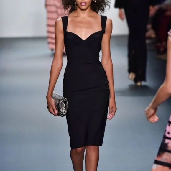 Chiara Boni La Petite Robe Sweetheart Neckline Elegant Black Dress Black Sz 40 - Picture 1 of 7